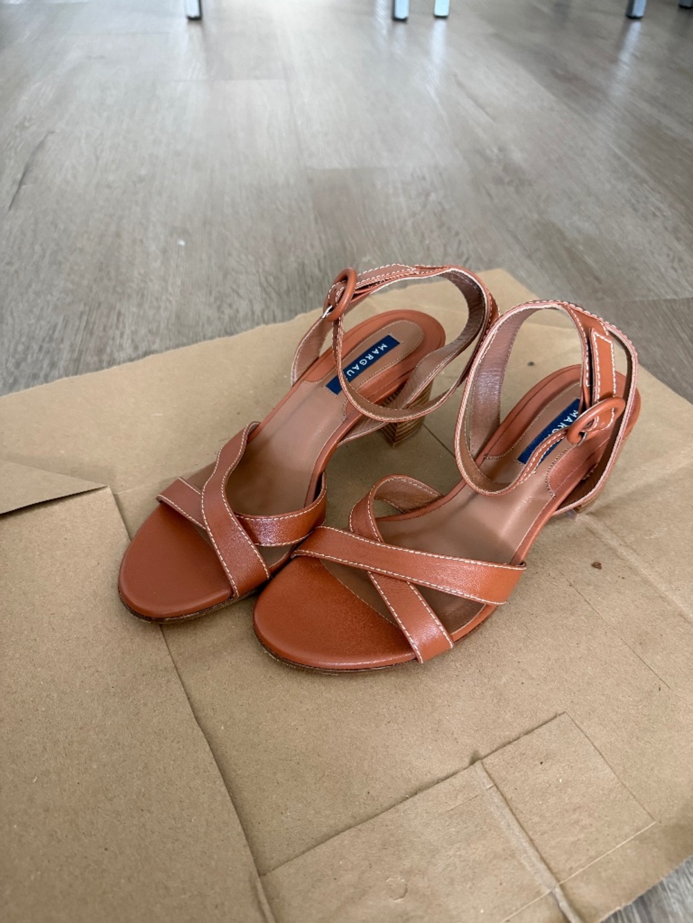 Margaux City Sandal in Saddle Nappa Chestnut, 6.5W